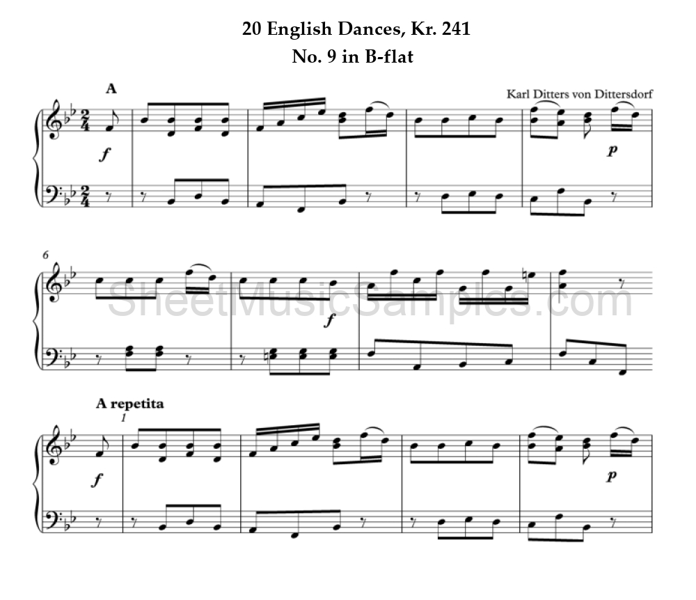 20 English Dances, Kr. 241 - No. 9 in B-flat