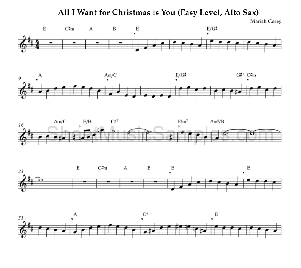 All I Want for Christmas is You (Easy Level, Alto Sax)