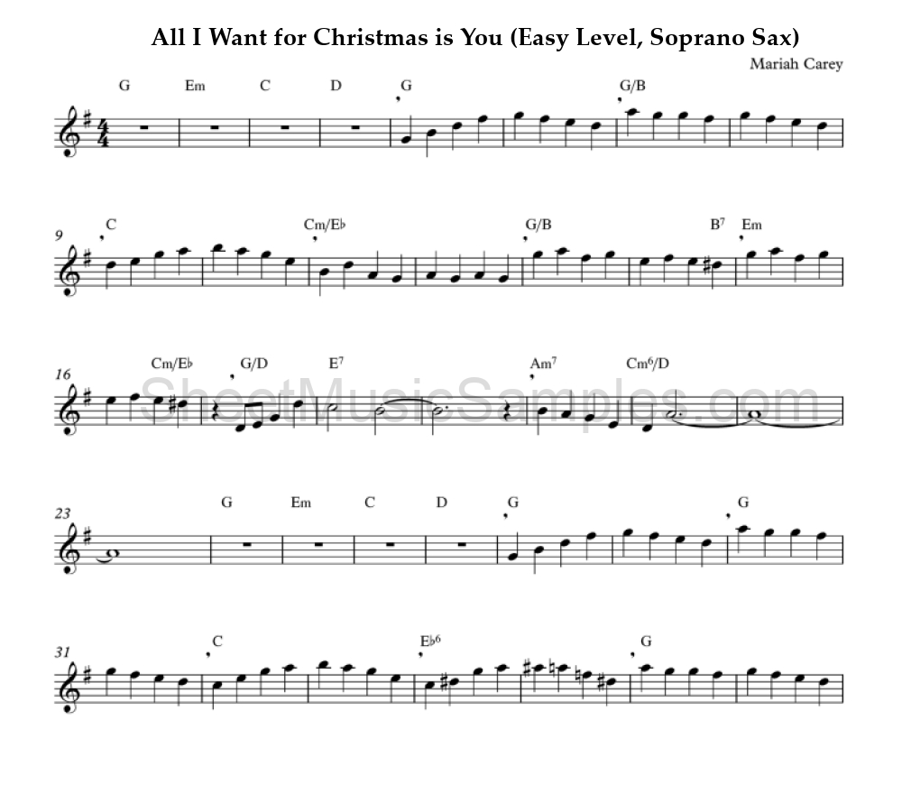 All I Want for Christmas is You (Easy Level, Soprano Sax)