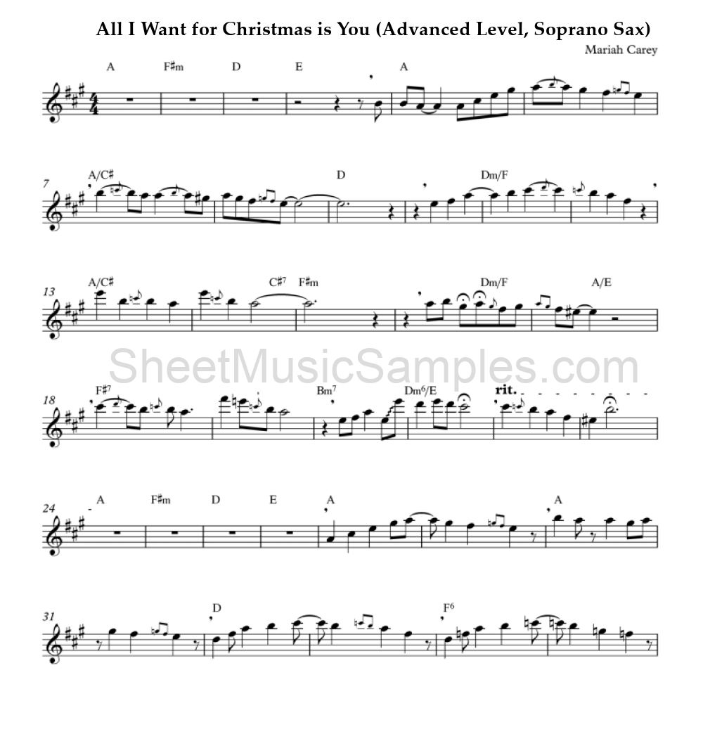 All I Want for Christmas is You (Advanced Level, Soprano Sax)