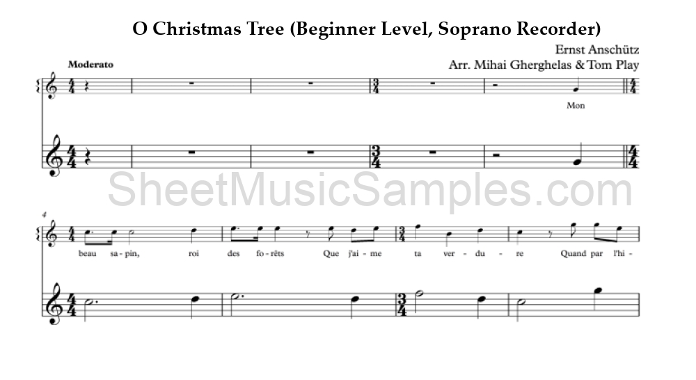 O Christmas Tree (Beginner Level, Soprano Recorder)