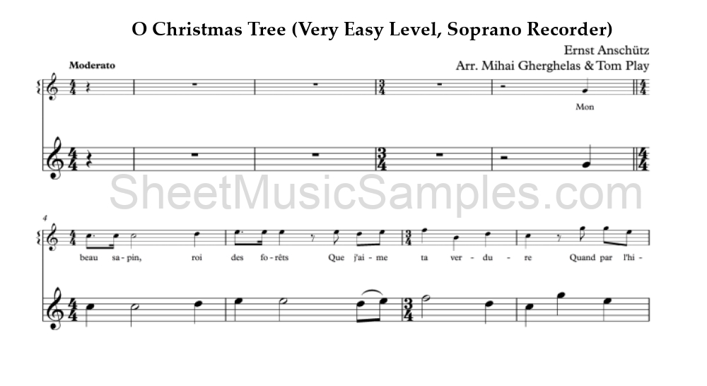 O Christmas Tree (Very Easy Level, Soprano Recorder)