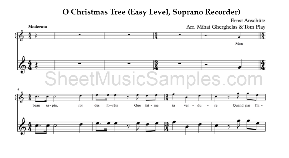 O Christmas Tree (Easy Level, Soprano Recorder)