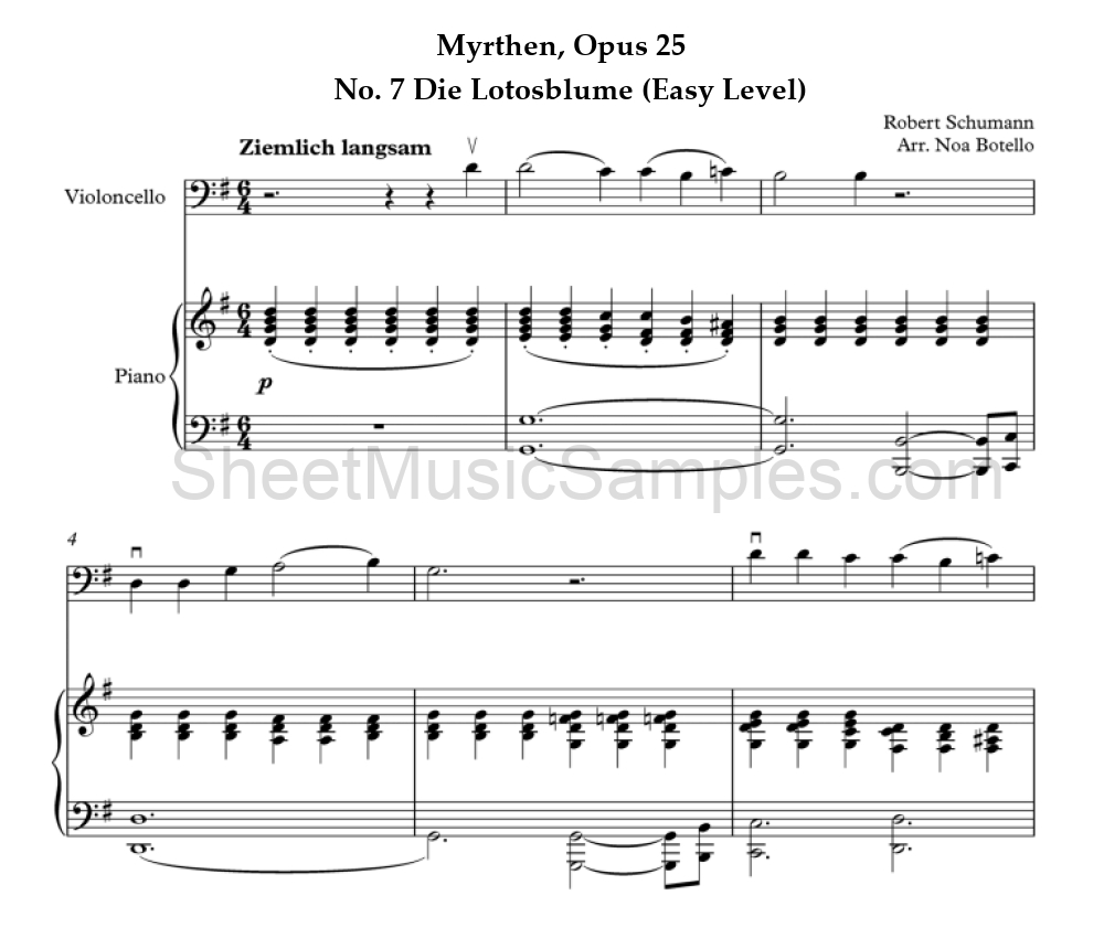 Myrthen, Opus 25 - No. 7 Die Lotosblume (Easy Level)