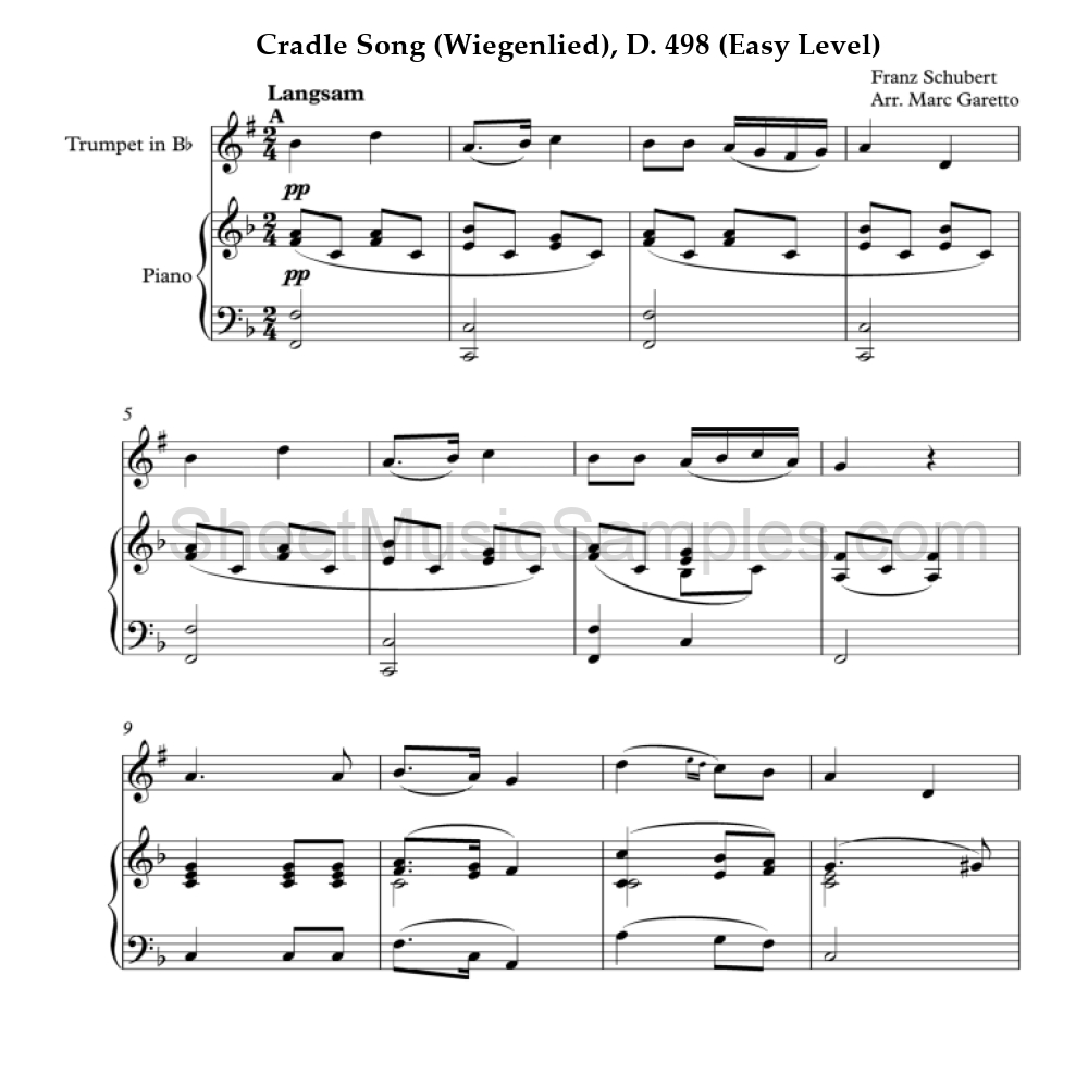 Cradle Song (Wiegenlied), D. 498 (Easy Level)