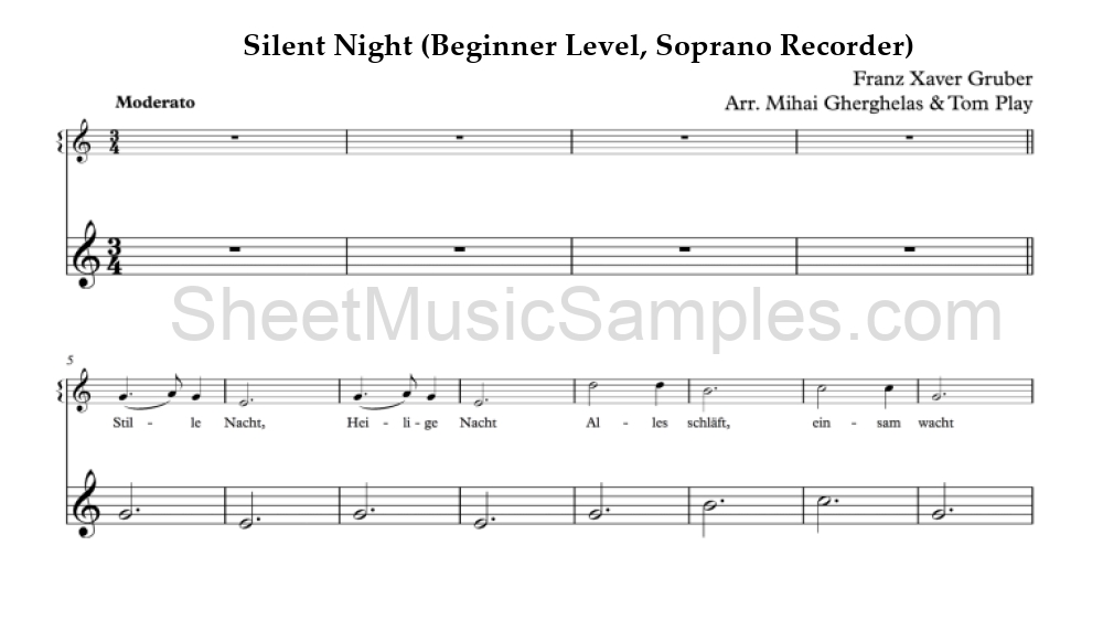 Silent Night (Beginner Level, Soprano Recorder)