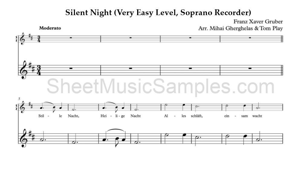 Silent Night (Very Easy Level, Soprano Recorder)