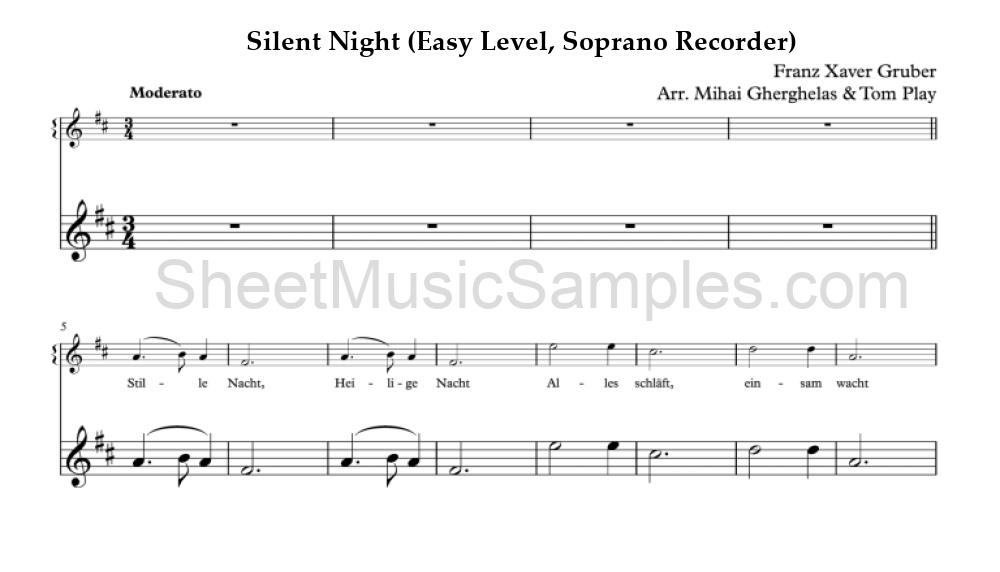 Silent Night (Easy Level, Soprano Recorder)