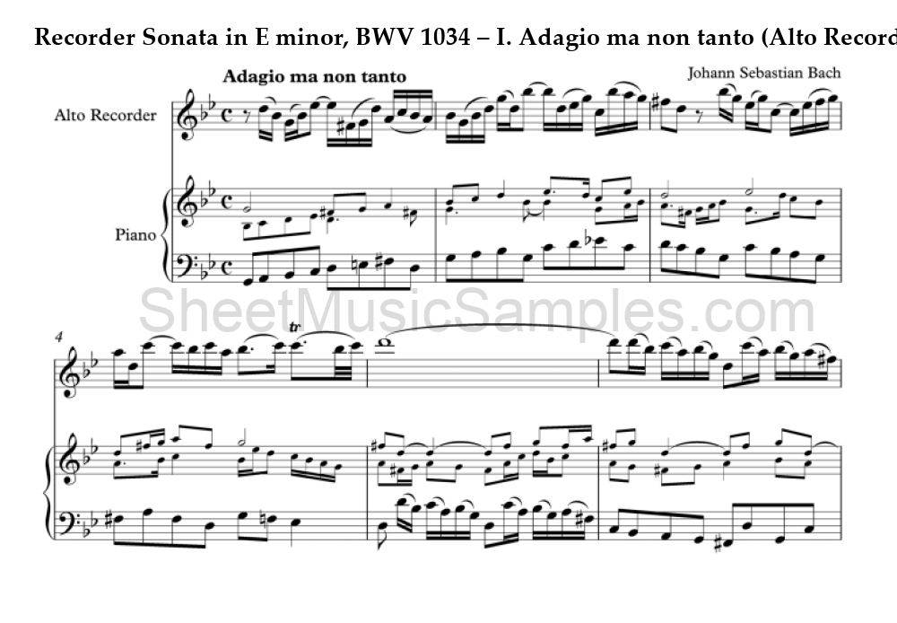 Recorder Sonata in E minor, BWV 1034 – I. Adagio ma non tanto (Alto Recorder)