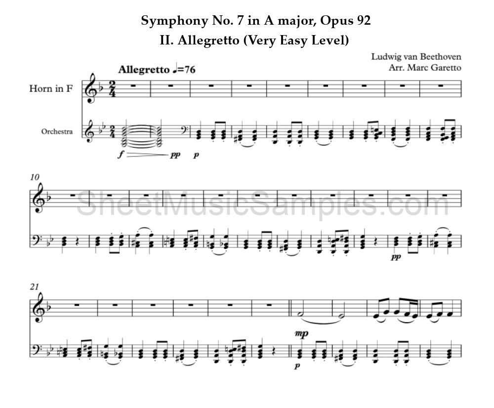 Symphony No. 7 in A major, Opus 92 - II. Allegretto (Very Easy Level)