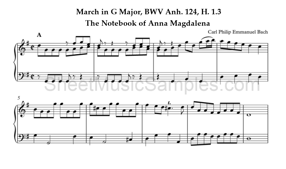 March in G Major, BWV Anh. 124, H. 1.3 - The Notebook of Anna Magdalena