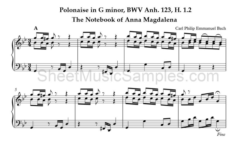 Polonaise in G minor, BWV Anh. 123, H. 1.2 - The Notebook of Anna Magdalena