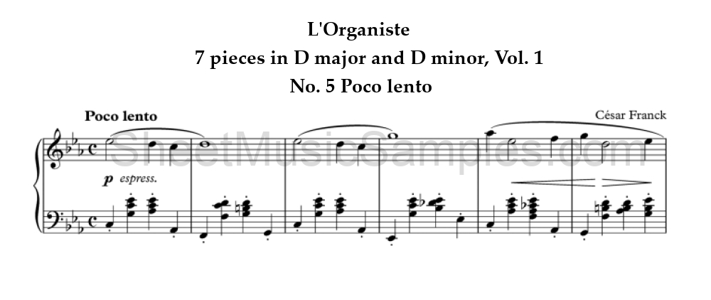 L'Organiste - 7 pieces in D major and D minor, Vol. 1 - No. 5 Poco lento