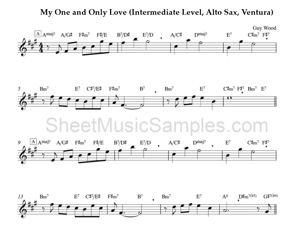 My One and Only Love (Intermediate Level, Alto Sax, Ventura)