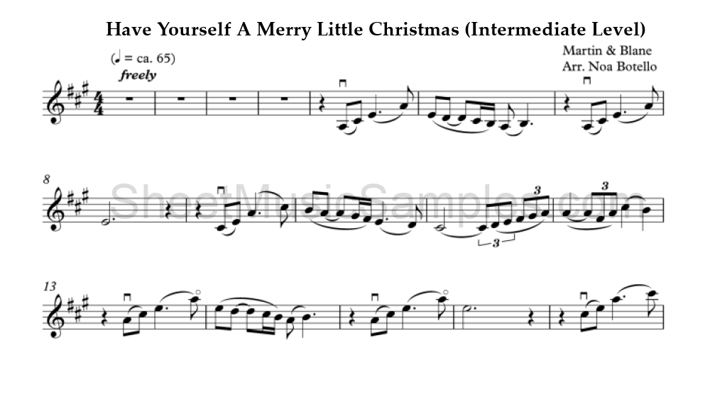 Have Yourself A Merry Little Christmas (Intermediate Level)