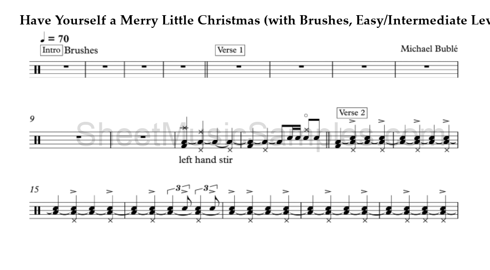 Have Yourself a Merry Little Christmas (with Brushes, Easy/Intermediate Level)