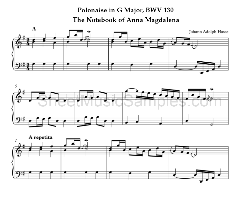 Polonaise in G Major, BWV 130 - The Notebook of Anna Magdalena