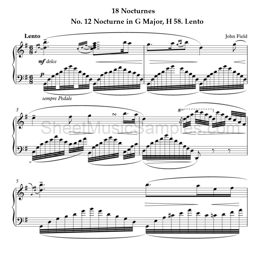 18 Nocturnes - No. 12 Nocturne in G Major, H 58. Lento