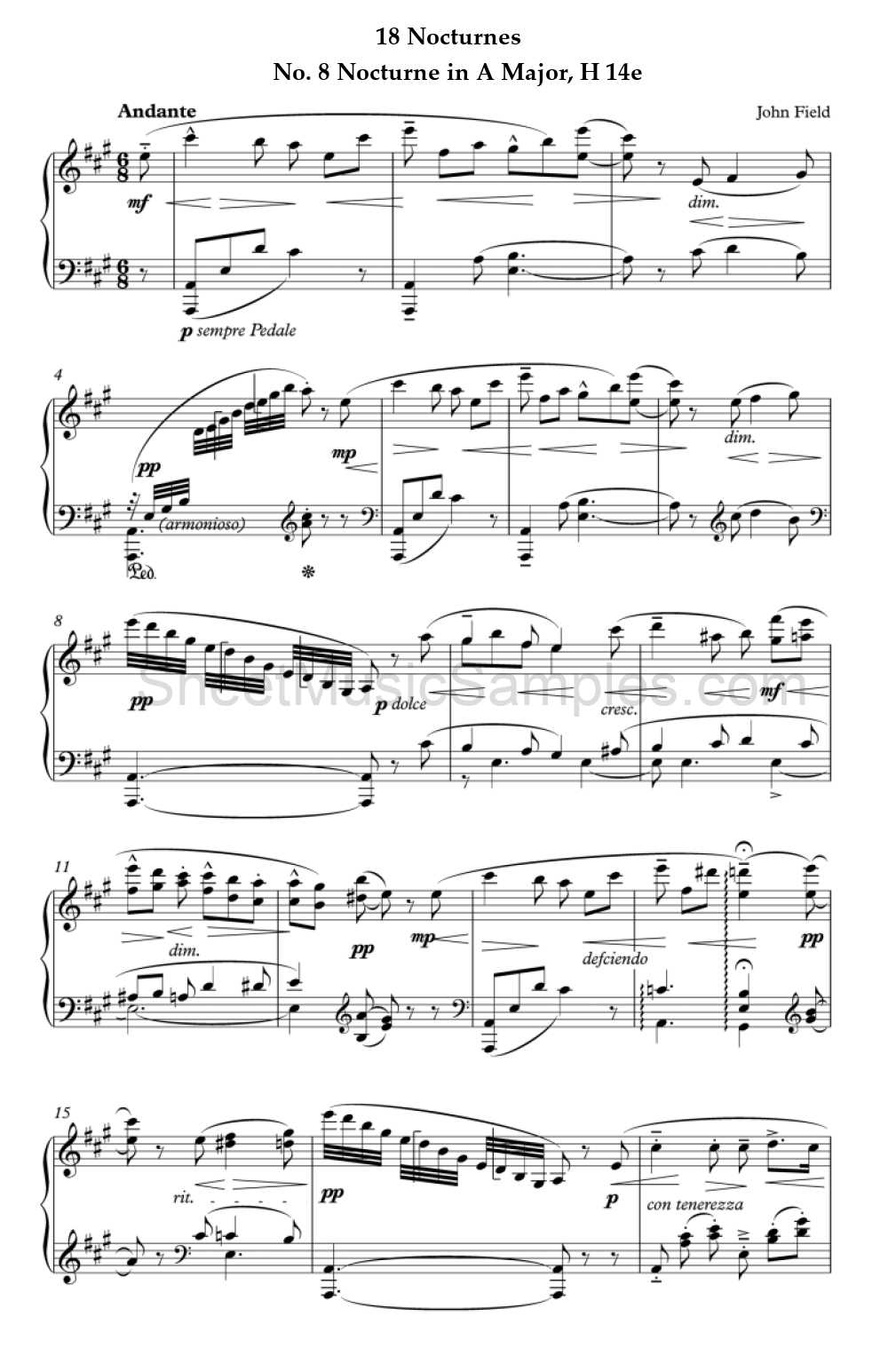 18 Nocturnes - No. 8 Nocturne in A Major, H 14e