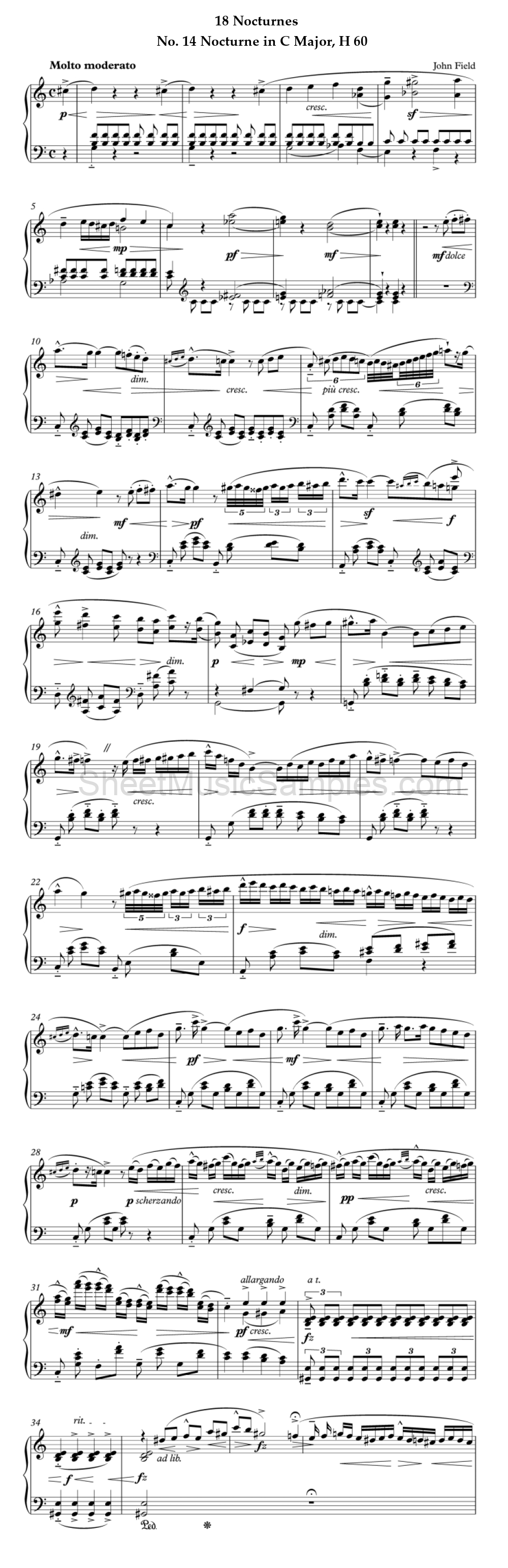 18 Nocturnes - No. 14 Nocturne in C Major, H 60