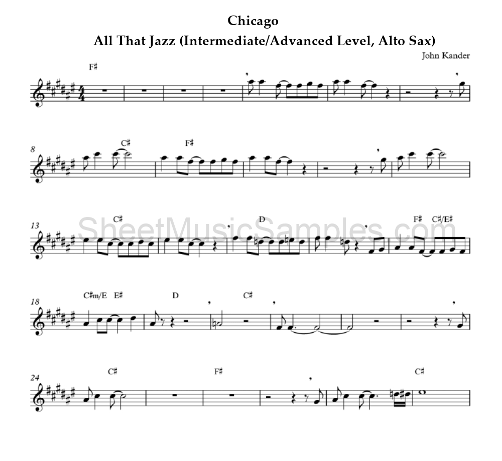 Chicago - All That Jazz (Intermediate/Advanced Level, Alto Sax)