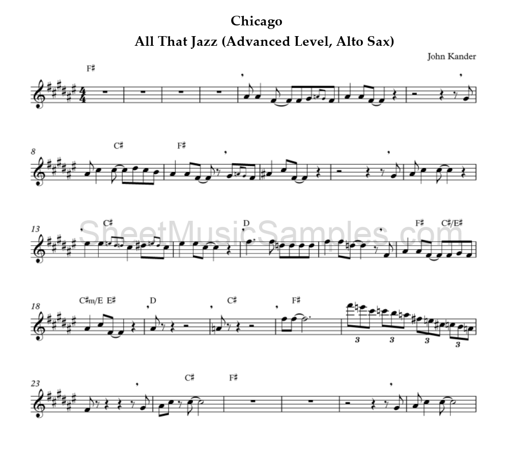 Chicago - All That Jazz (Advanced Level, Alto Sax)