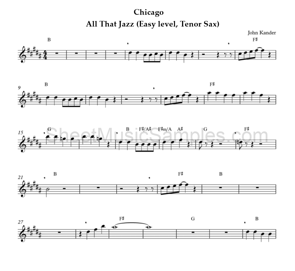 Chicago - All That Jazz (Easy level, Tenor Sax)