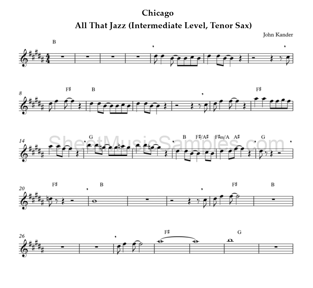 Chicago - All That Jazz (Intermediate Level, Tenor Sax)