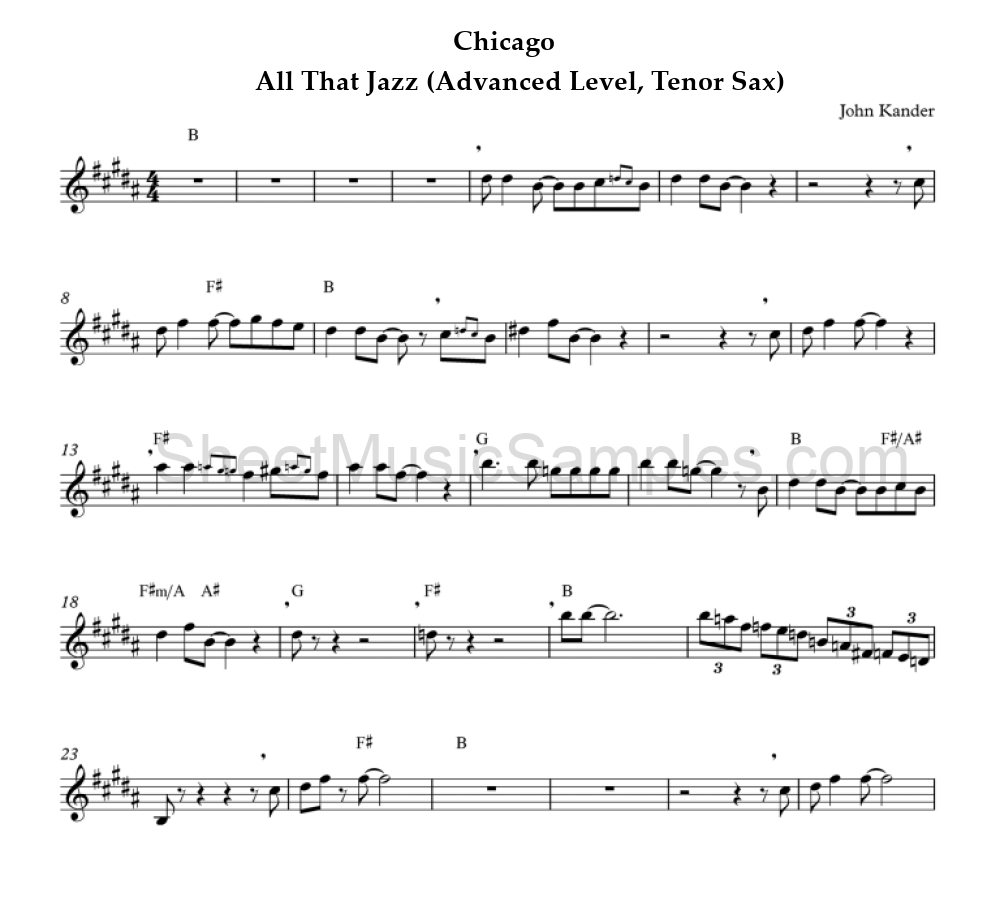 Chicago - All That Jazz (Advanced Level, Tenor Sax)