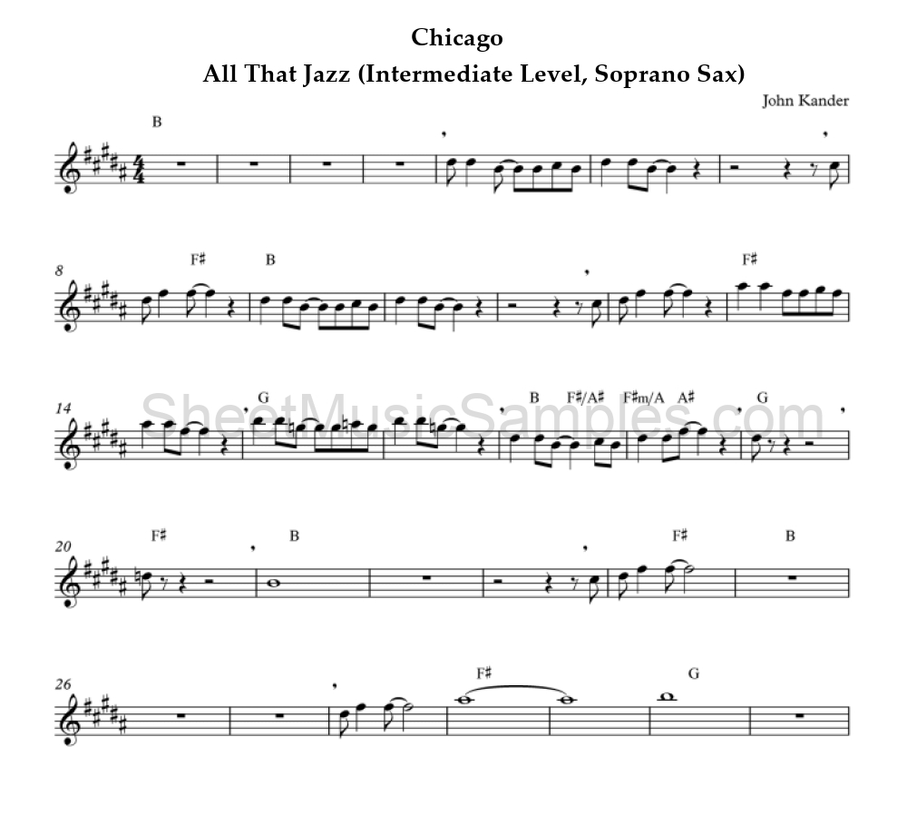 Chicago - All That Jazz (Intermediate Level, Soprano Sax)