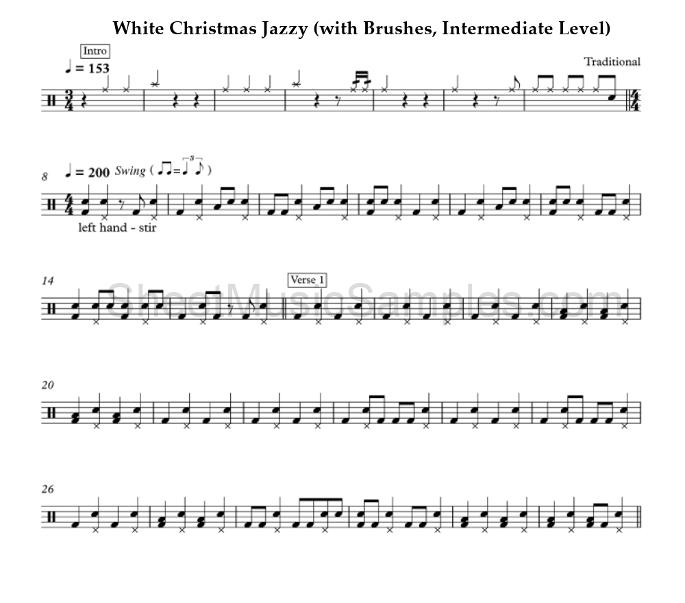 White Christmas Jazzy (with Brushes, Intermediate Level)