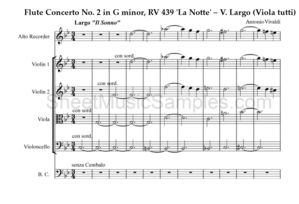 Flute Concerto No. 2 in G minor, RV 439 'La Notte' – V. Largo (Viola tutti)