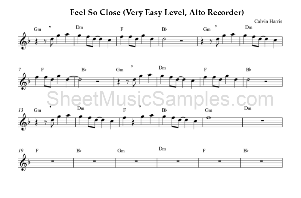 Feel So Close (Very Easy Level, Alto Recorder)