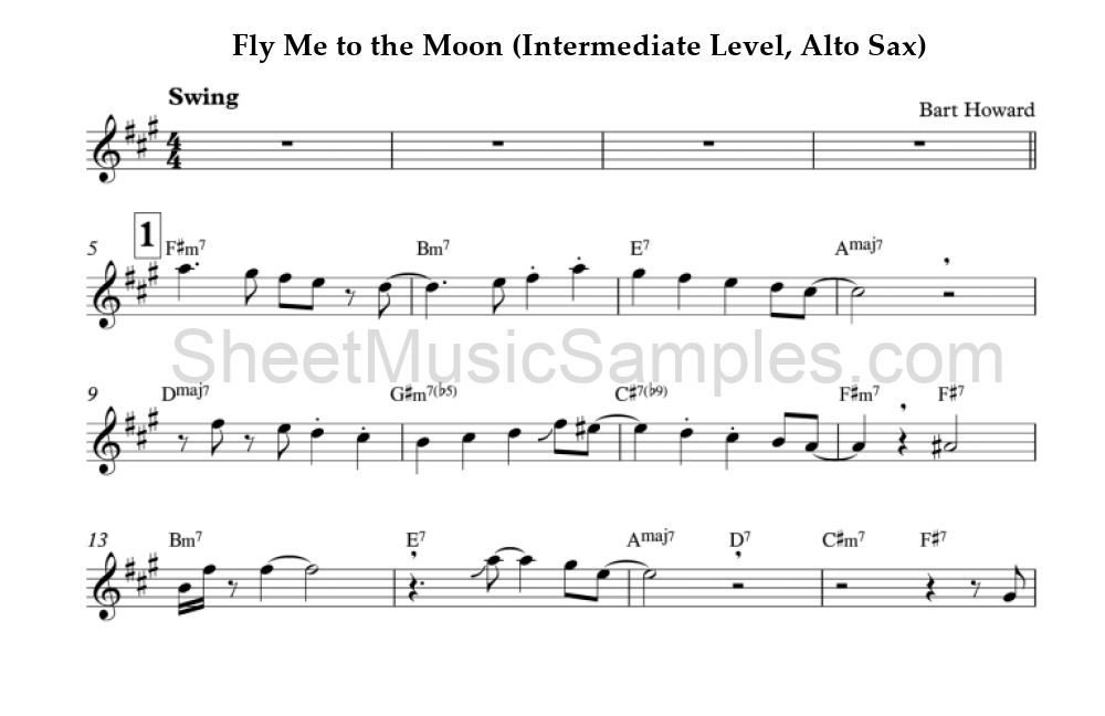 Fly Me to the Moon (Intermediate Level, Alto Sax)