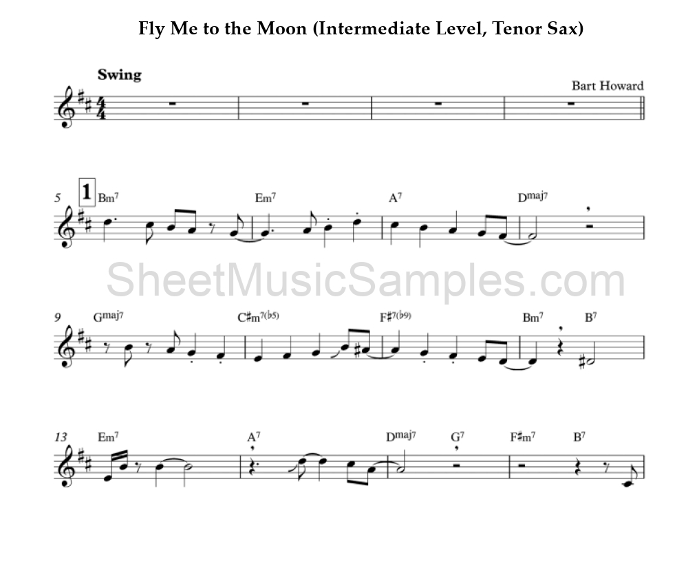 Fly Me to the Moon (Intermediate Level, Tenor Sax)