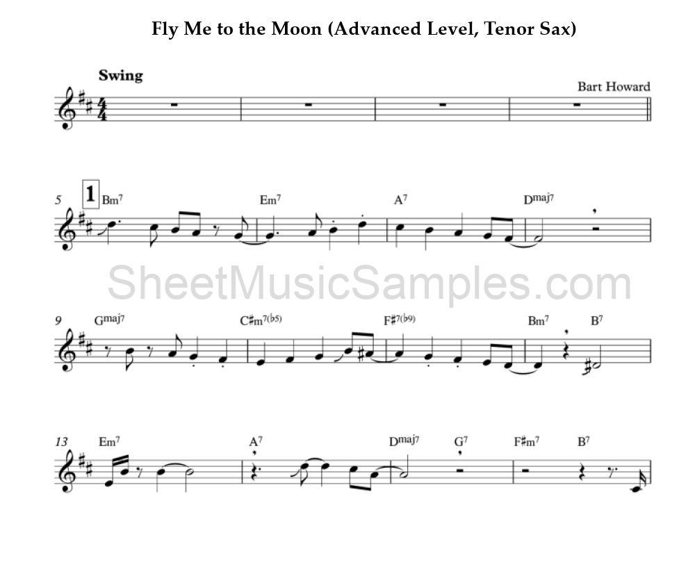 Fly Me to the Moon (Advanced Level, Tenor Sax)