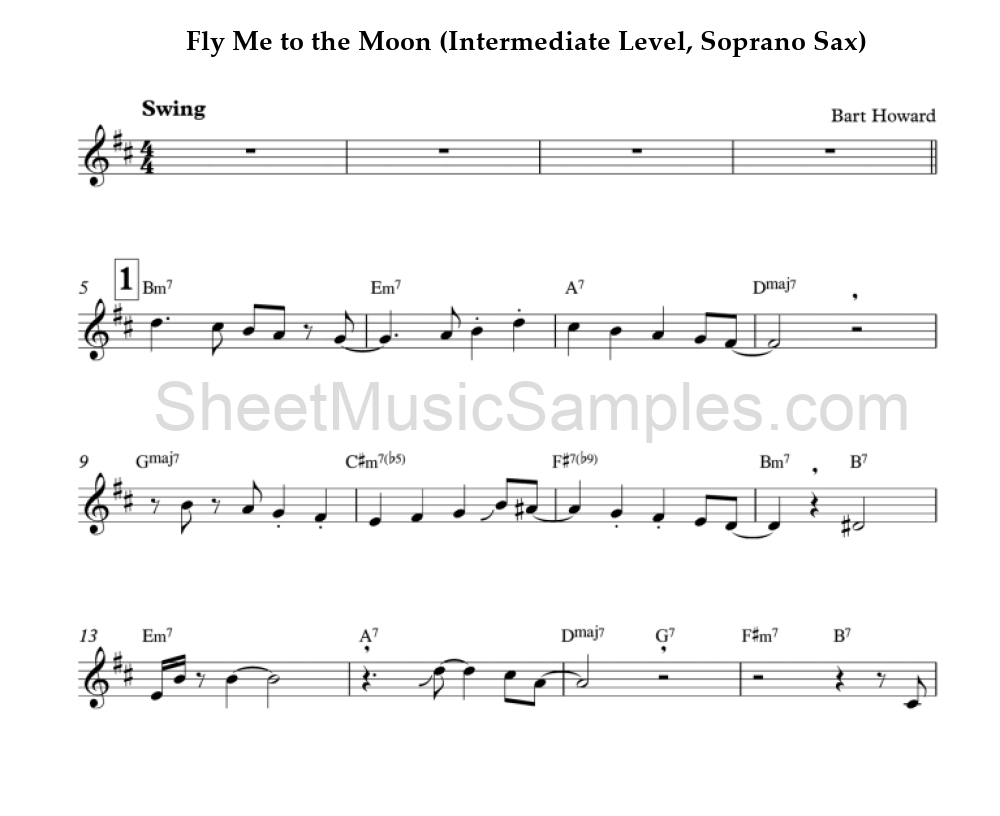 Fly Me to the Moon (Intermediate Level, Soprano Sax)