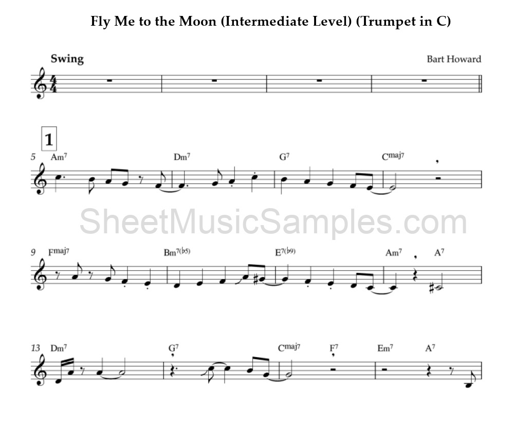 Fly Me to the Moon (Intermediate Level) (Trumpet in C)