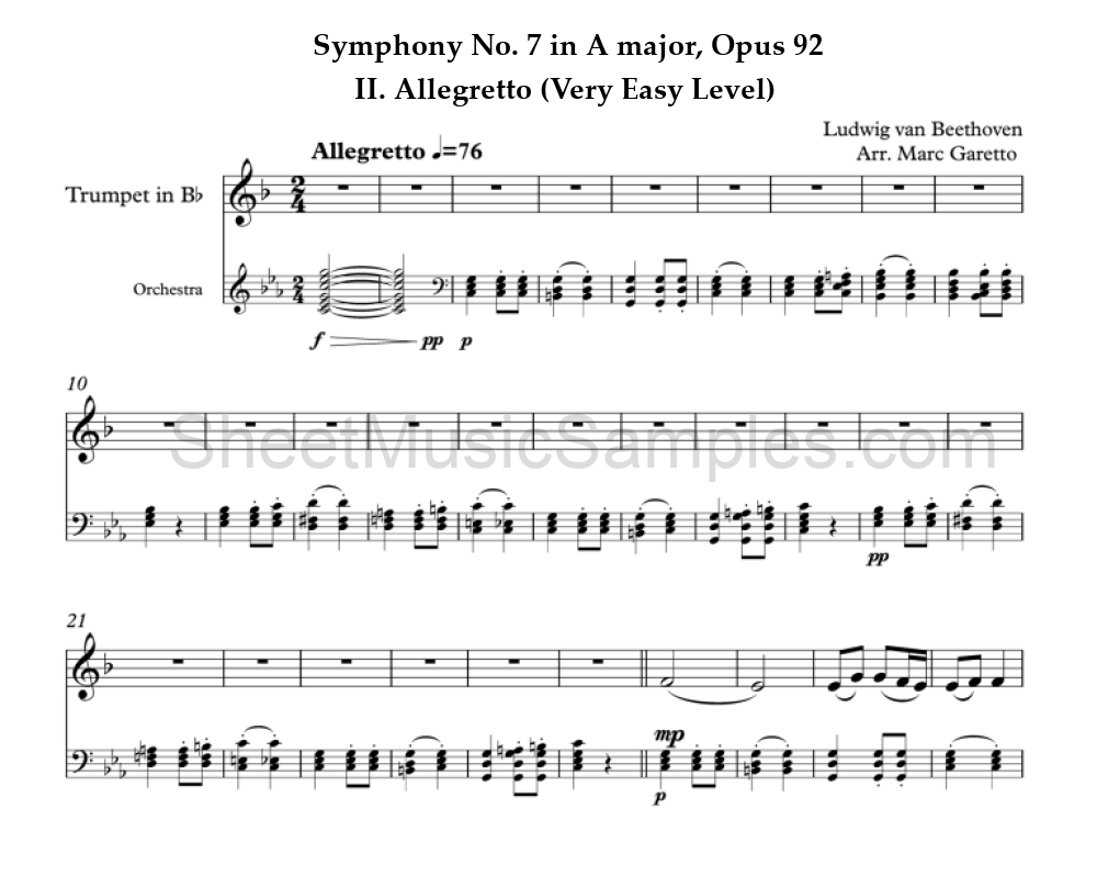 Symphony No. 7 in A major, Opus 92 - II. Allegretto (Very Easy Level)