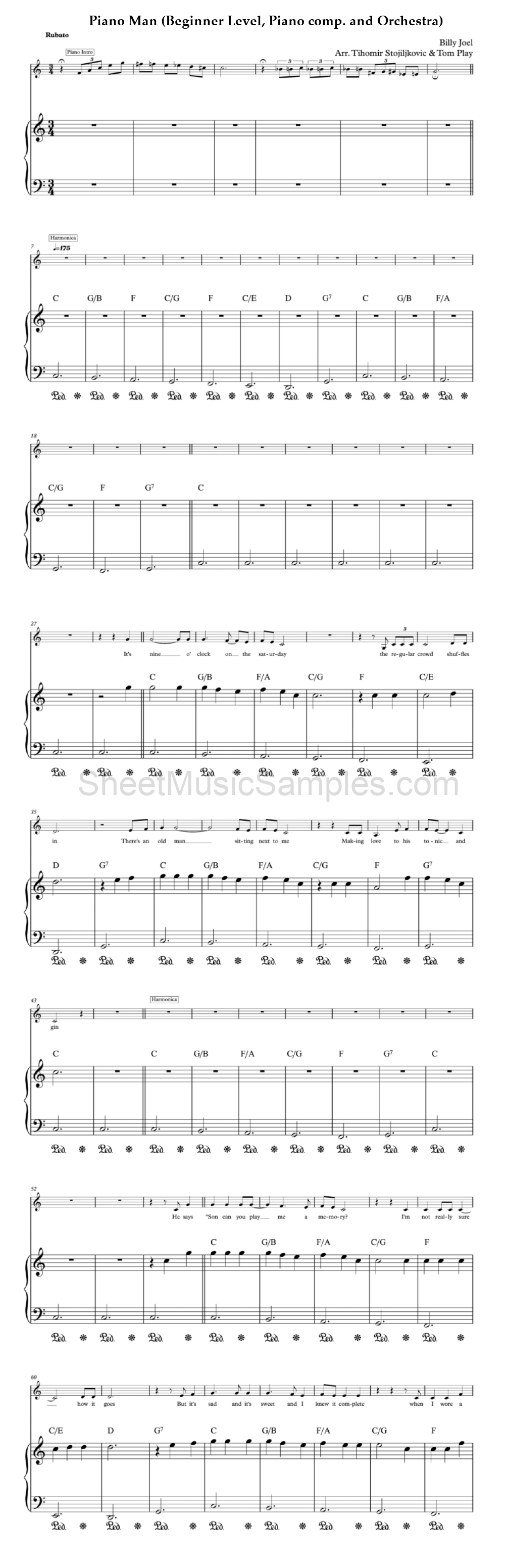 Piano Man (Beginner Level, Piano comp. and Orchestra)