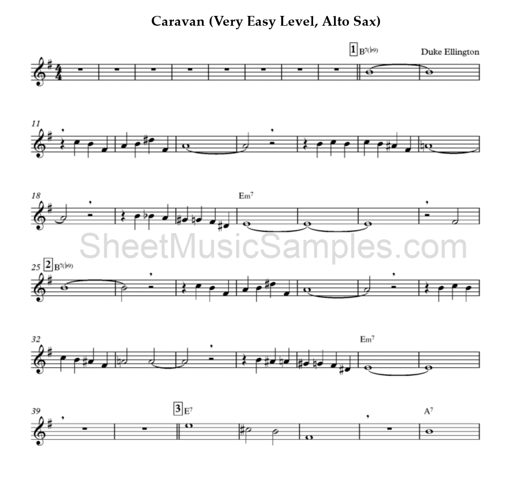 Caravan (Very Easy Level, Alto Sax)