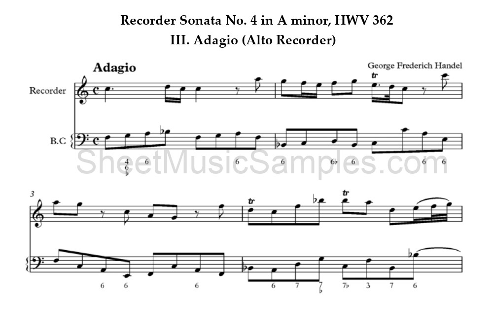 Recorder Sonata No. 4 in A minor, HWV 362 - III. Adagio (Alto Recorder)