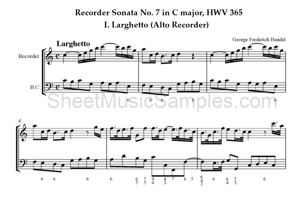 Recorder Sonata No. 7 in C major, HWV 365 - I. Larghetto (Alto Recorder)