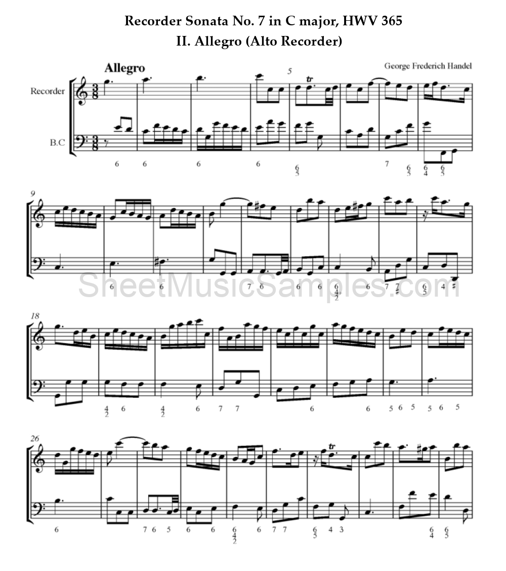 Recorder Sonata No. 7 in C major, HWV 365 - II. Allegro (Alto Recorder)