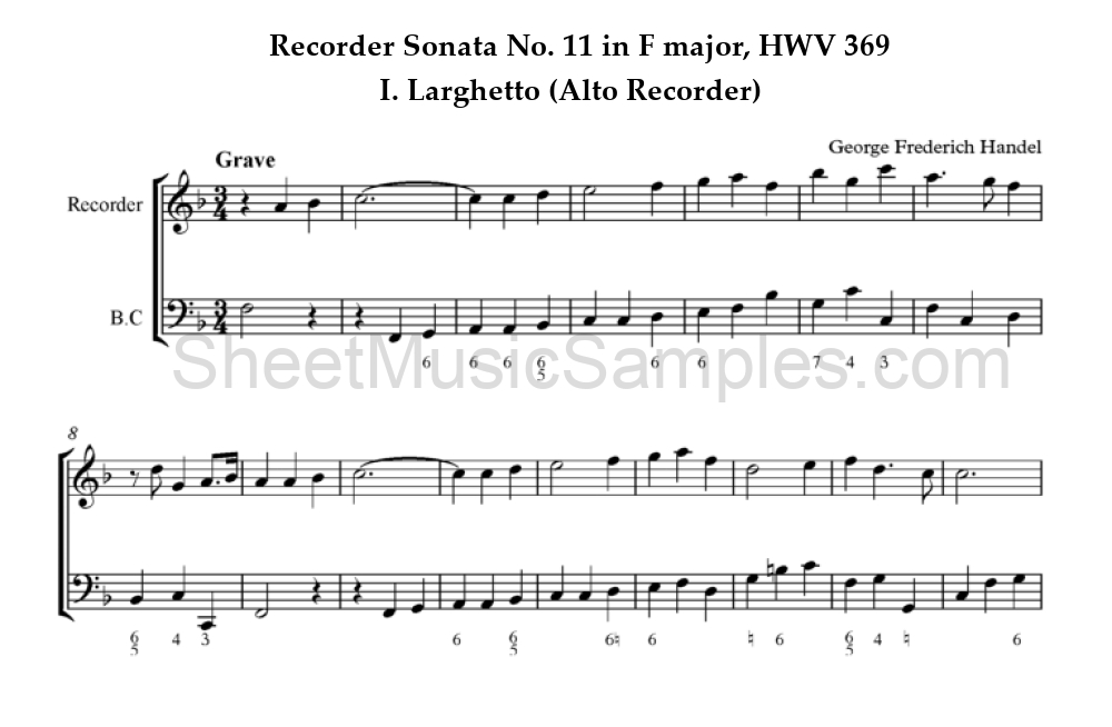 Recorder Sonata No. 11 in F major, HWV 369 - I. Larghetto (Alto Recorder)