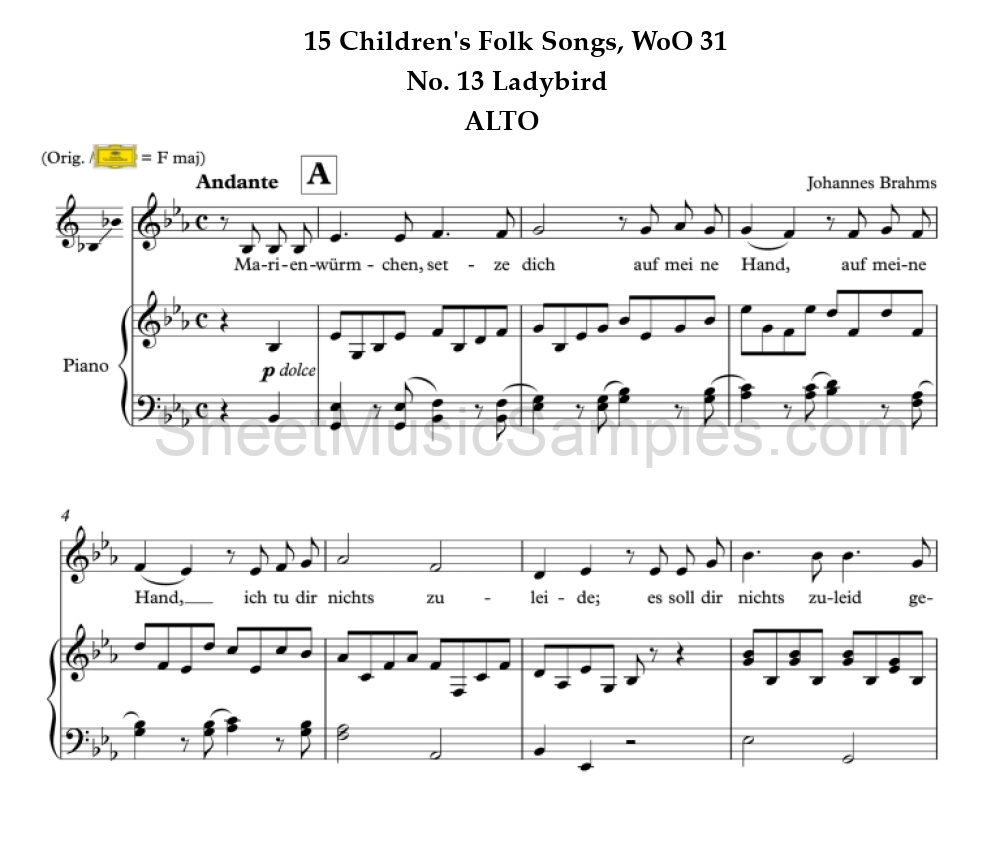 15 Children's Folk Songs, WoO 31 - No. 13 Ladybird - ALTO