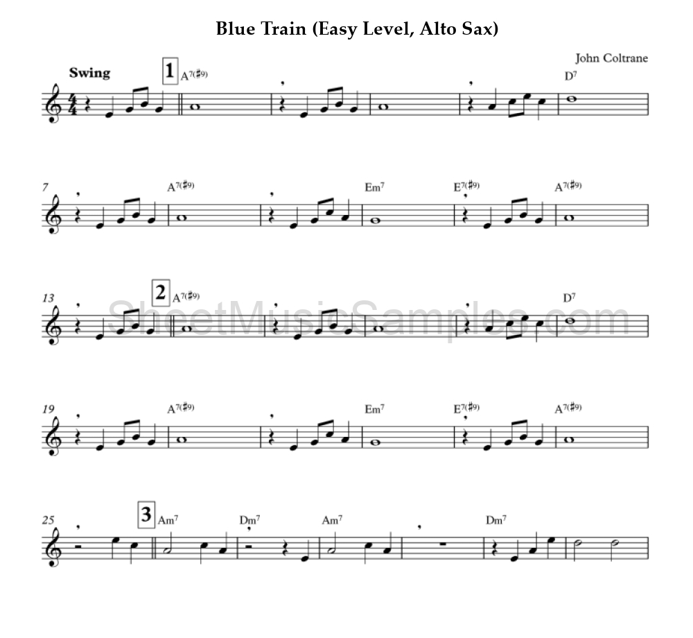 Blue Train (Easy Level, Alto Sax)