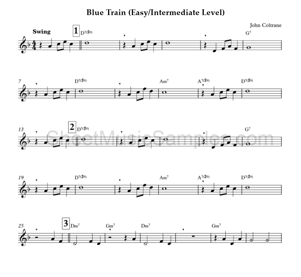 Blue Train (Easy/Intermediate Level)