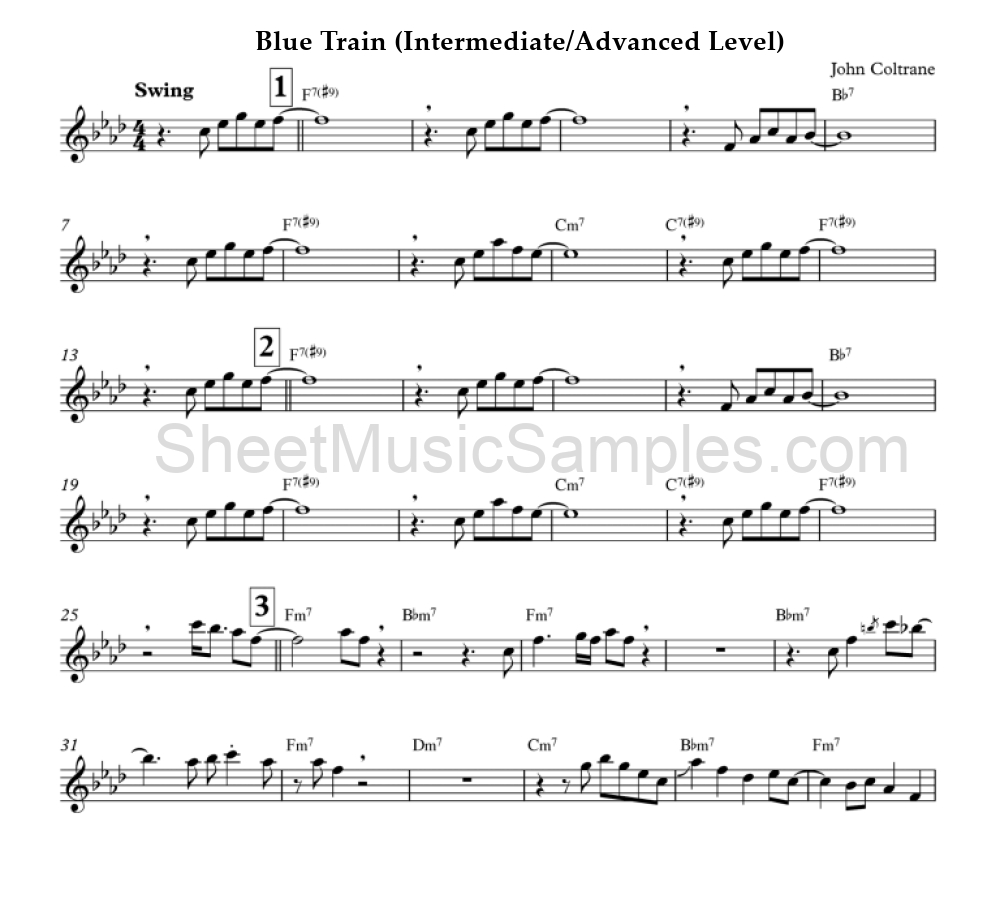 Blue Train (Intermediate/Advanced Level)