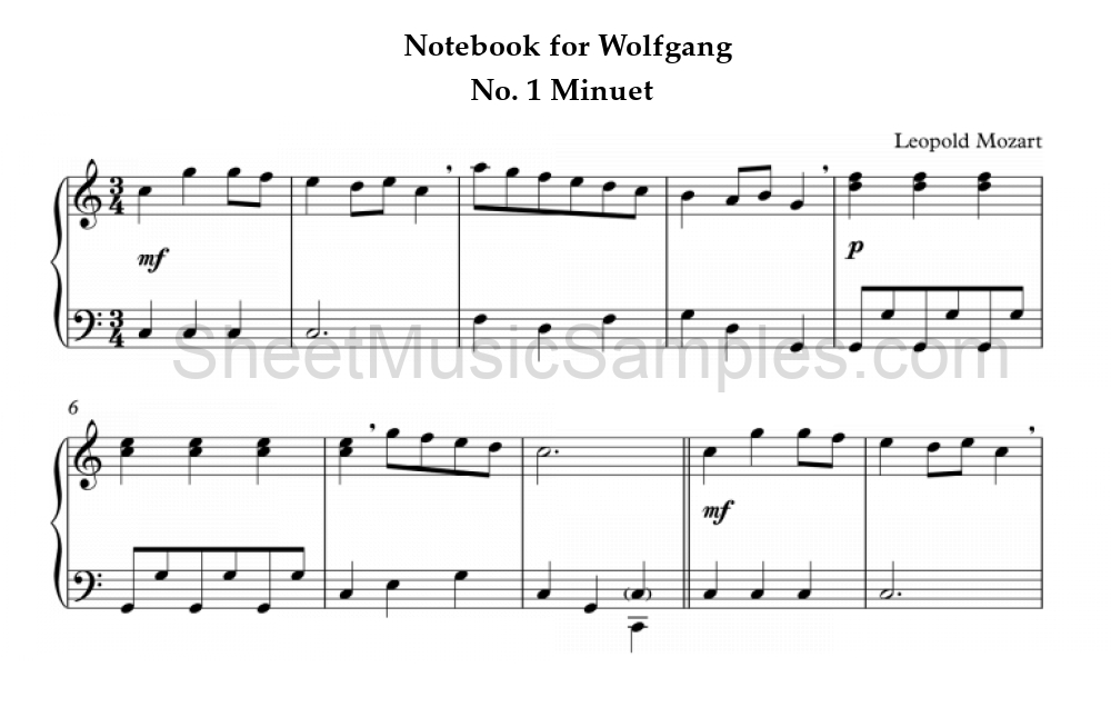 Notebook for Wolfgang - No. 1 Minuet